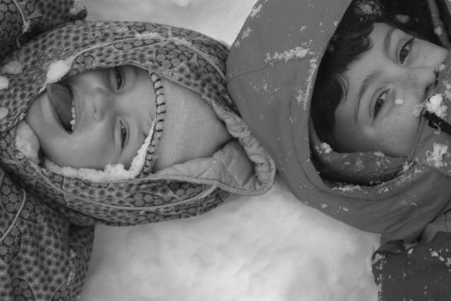 Tasting the new snow with my brother...
