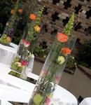 Cylinders Filled with Roses, Apples & Bells of Ireland