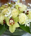Cymbidium Orchids, Cream Roses & Stephanotis