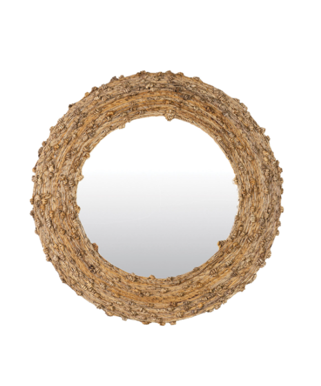 knotted natural fiber round mirror