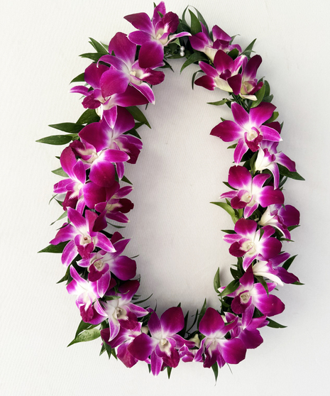 orchid lei in purple