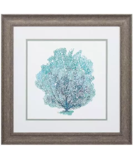 teal coral wall art