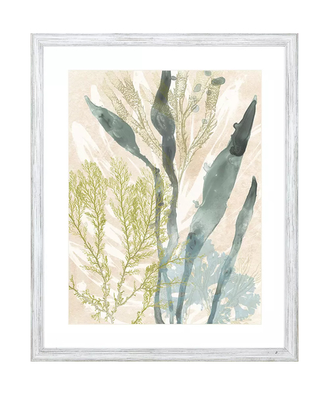 vintage blue and green print on white