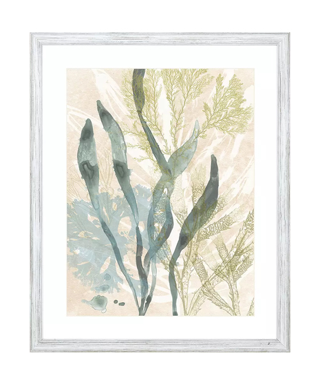 vintage blue and green print on white