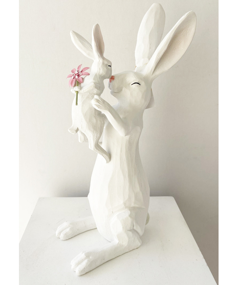 adorable mom and bunny figurine