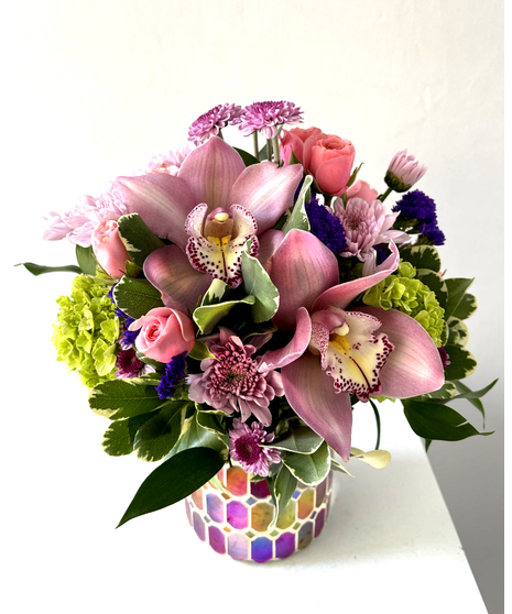 pink and green luxury flower arrangement
